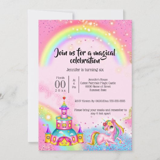 Magische eenhoornregenbooghemelschotel mythisch gl kaart (Voorkant)