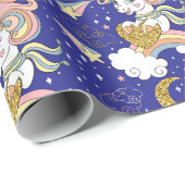 Magische eenhoorns en regenbogen cadeaupapier (Rol Hoek)