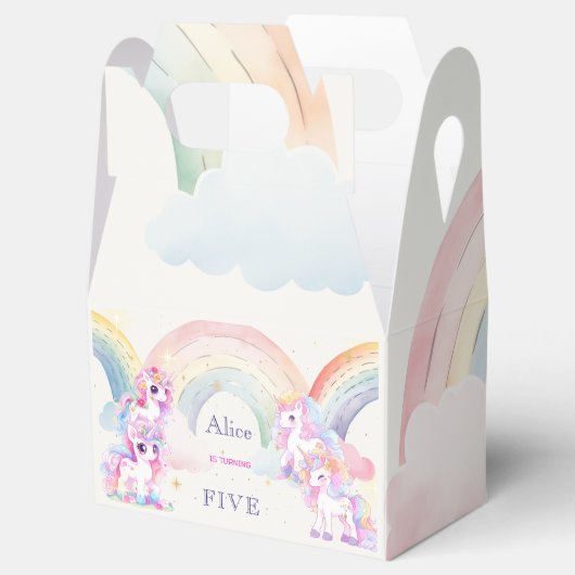 Magische eenhoorns en regenbogen waterverf verjaar bedankdoosjes (Geopend)