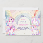 Magische eenhoorns en regenbogen waterverf verjaar kaart (Voorkant)