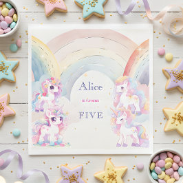 Magische eenhoorns en regenbogen waterverf verjaar servet