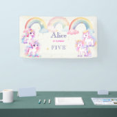 Magische eenhoorns en regenbogen waterverf verjaar spandoek (Beurs)