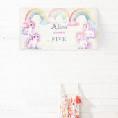 Magische eenhoorns en regenbogen waterverf verjaar spandoek (Insitu)
