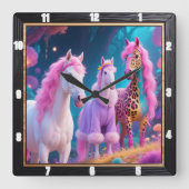 Magische eenhoorns fantasie vierkante klok (Voorkant)