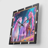 Magische eenhoorns fantasie vierkante klok (Hoek)