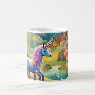 Magische Eenhoorns Fantasielandschap Regenboogbos Koffiemok