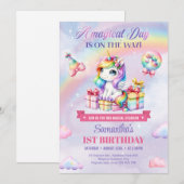 Magische Eenhoorns Paarse Waterverf 1e Verjaardag Kaart (Voorkant / Achterkant)