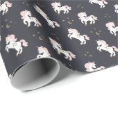 Magische eenhoorns: roze manen Vintage. Cadeaupapier (Rol Hoek)