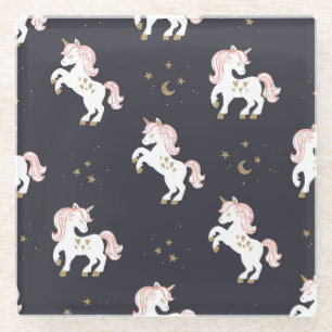 Magische eenhoorns: roze manen Vintage. Glazen Onderzetter