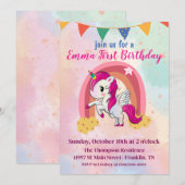 Magische Eenhoorns Roze Waterverf 1e Verjaardag Kaart (Voorkant / Achterkant)