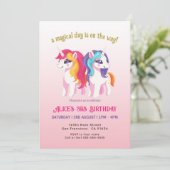 Magische Eenhoorns Roze Waterverf Verjaardagsfeest Kaart (Staand voorkant)