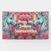 Magische eenhoorns verjaardagsbanner spandoek (Horizontaal)