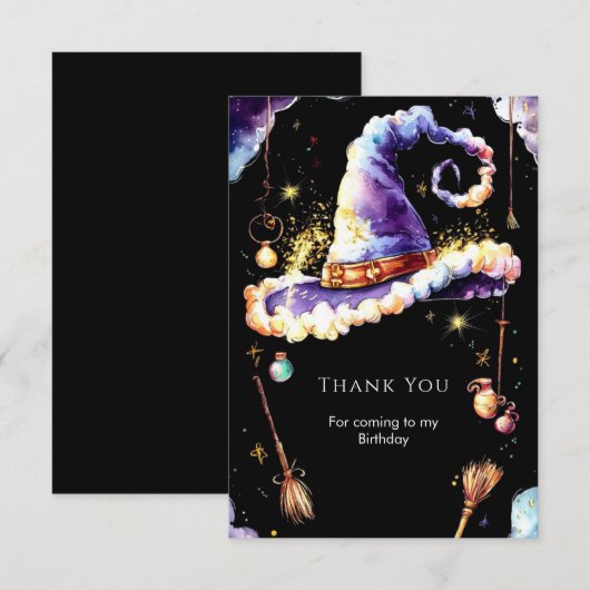 Magische eenvoudige Boho Wizard Verjaardag Bedankkaart (Voorkant / Achterkant)