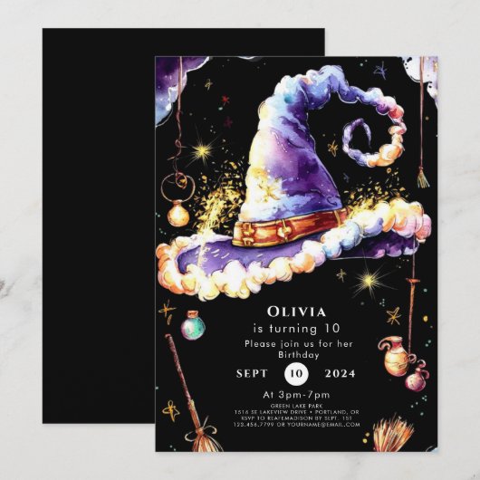 Magische eenvoudige Boho Wizard Verjaardag Kaart (Voorkant / Achterkant)