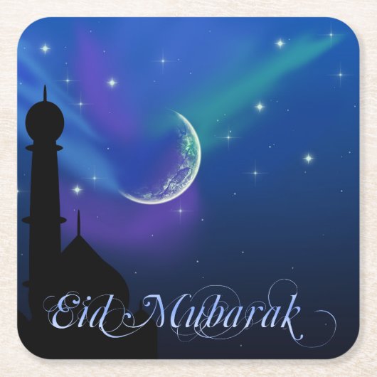 Magische Eid Night - Islamitisch wenspapier Onderz Kartonnen Onderzetters (Voorkant)