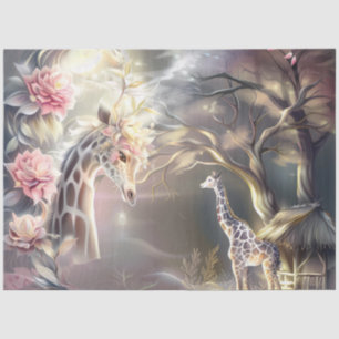 Magische Elegante Bloemige Giraffe Decoupage Tissuepapier