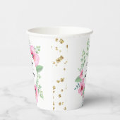 Magische Elegante Felgekleurde Bloemige Bruiloftsp Papieren Bekers (Links)