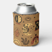 Magische elementen: betoverend naadloos patroon blikjeskoeler (Blikje Achterkant)