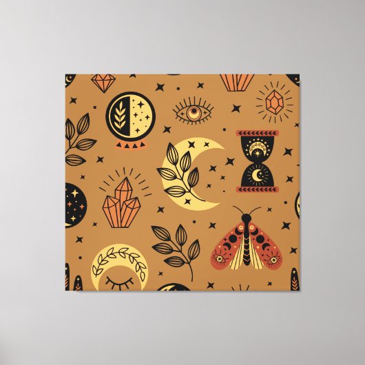 Magische elementen: betoverend naadloos patroon canvas afdruk (Voorkant)