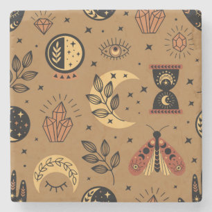 Magische elementen: betoverend naadloos patroon stenen onderzetter