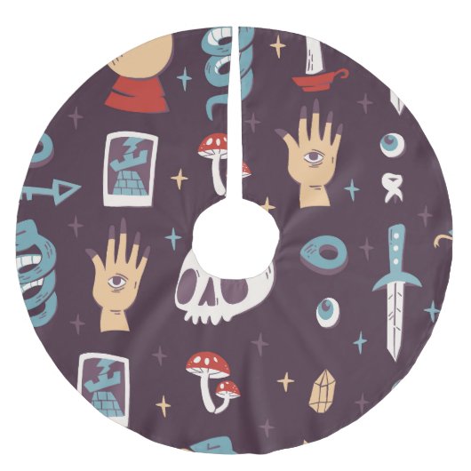 Magische elementen: schedel, tarot naadloos kerstboom rok (Voorkant)