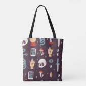 Magische elementen: schedel, tarot naadloos tote bag (Achterkant)