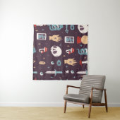 Magische elementen: schedel, tarot naadloos wandkleed (In Situ (horizontaal))