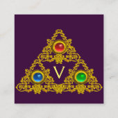 MAGISCHE ELFIC TALISMAN MONOGRAM, Gouden Paarse fa Vierkante Visitekaartje (Achterkant)