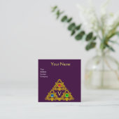 MAGISCHE ELFIC TALISMAN MONOGRAM, Gouden Paarse fa Vierkante Visitekaartje (Staand voorkant)