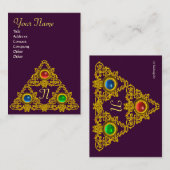 MAGISCHE ELFIC TALISMAN MONOGRAM, paarse Visitekaartje (Voorkant / Achterkant)