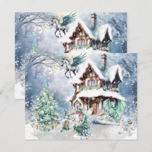 Magische en grillige kerst fee notitiekaartje (Voorkant / Achterkant)