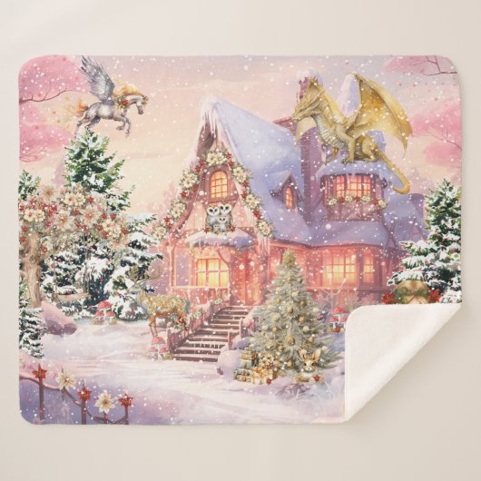 Magische en grillige kerst fee sherpa deken (Voorkant (horizontaal))