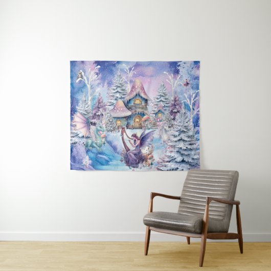 Magische en grillige kerst fee wandkleed (In Situ (horizontaal))