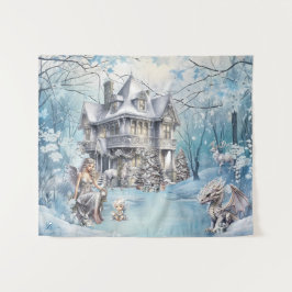 Magische en grillige kerst fee wandkleed