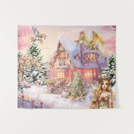 Magische en grillige kerst fee wandkleed