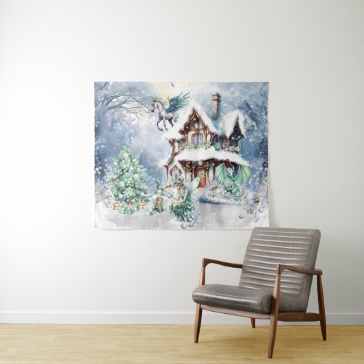 Magische en grillige kerst fee wandkleed (In Situ (horizontaal))