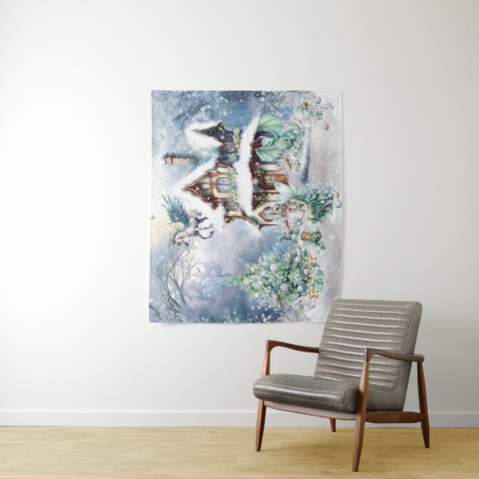 Magische en grillige kerst fee wandkleed (In situ)