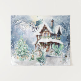 Magische en grillige kerst fee wandkleed