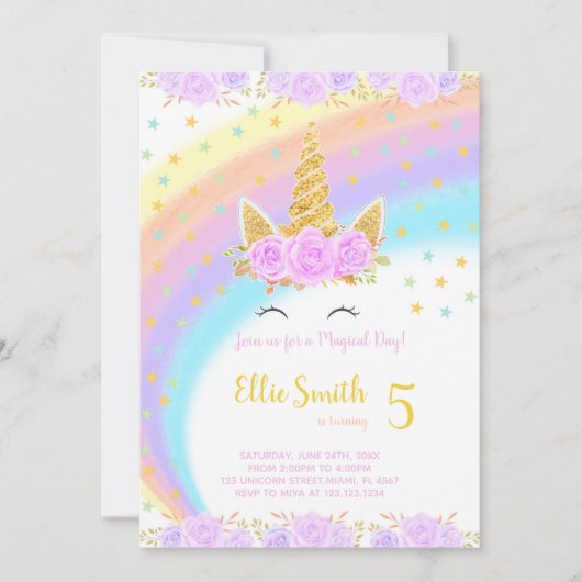 Magische en kleurrijke feestuitnodiging kaart (Voorkant)