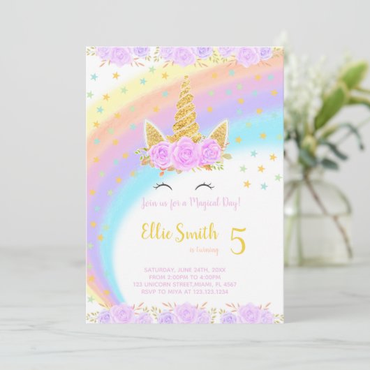 Magische en kleurrijke feestuitnodiging kaart (Staand voorkant)