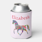 Magische en kleurrijke regenboog paard op roze blikjeskoeler (Blikje Voorkant)