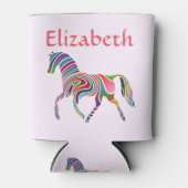 Magische en kleurrijke regenboog paard op roze blikjeskoeler (Voorkant)