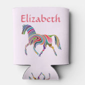 Magische en kleurrijke regenboog paard op roze blikjeskoeler (Achterkant)