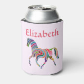Magische en kleurrijke regenboog paard op roze blikjeskoeler (Blikje Achterkant)