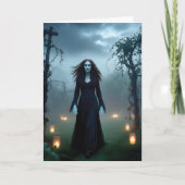 Magische, enge heks "Fijne Halloween!" Groet Kaart (Voorkant)