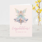 Magische engel fee pastelkleuren afstuderen kaart (Gele Bloem)
