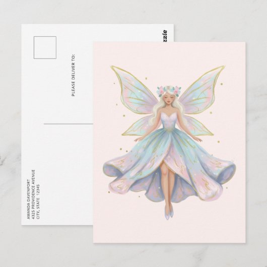Magische engel fee pastelkleuren briefkaart (Voorkant / Achterkant)