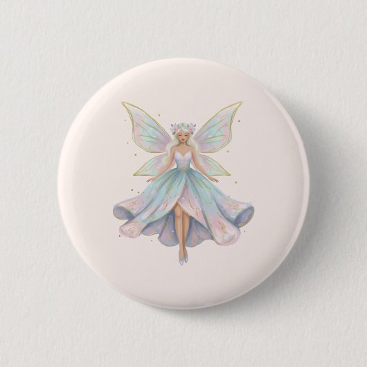 Magische engel fee pastelkleuren ronde button 5,7 cm (Voorkant)