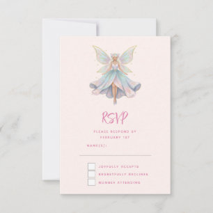 Magische engel fee pastelkleuren RSVP kaartje