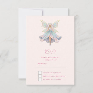 Magische engel fee pastelkleuren RSVP kaartje